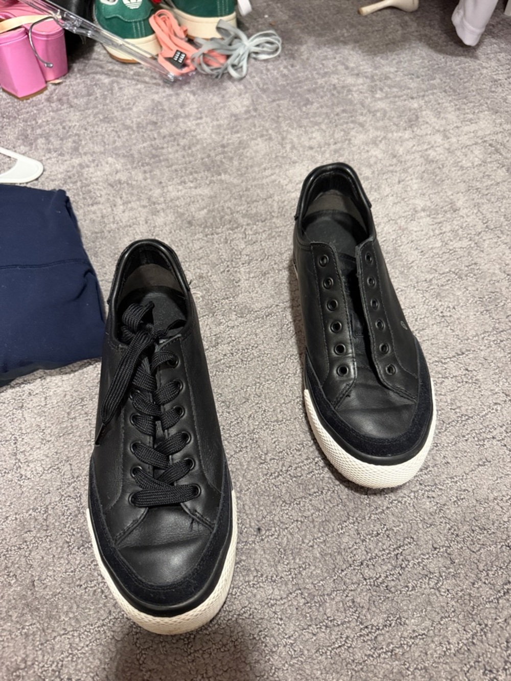 rag & bone Black Leather Low-Top Sneaker with White Sole - Picture 4 of 4